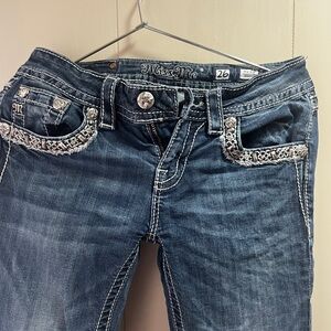 Miss Me Dark Blue Boot Cut Jeans with Silver Accents ME7041C2